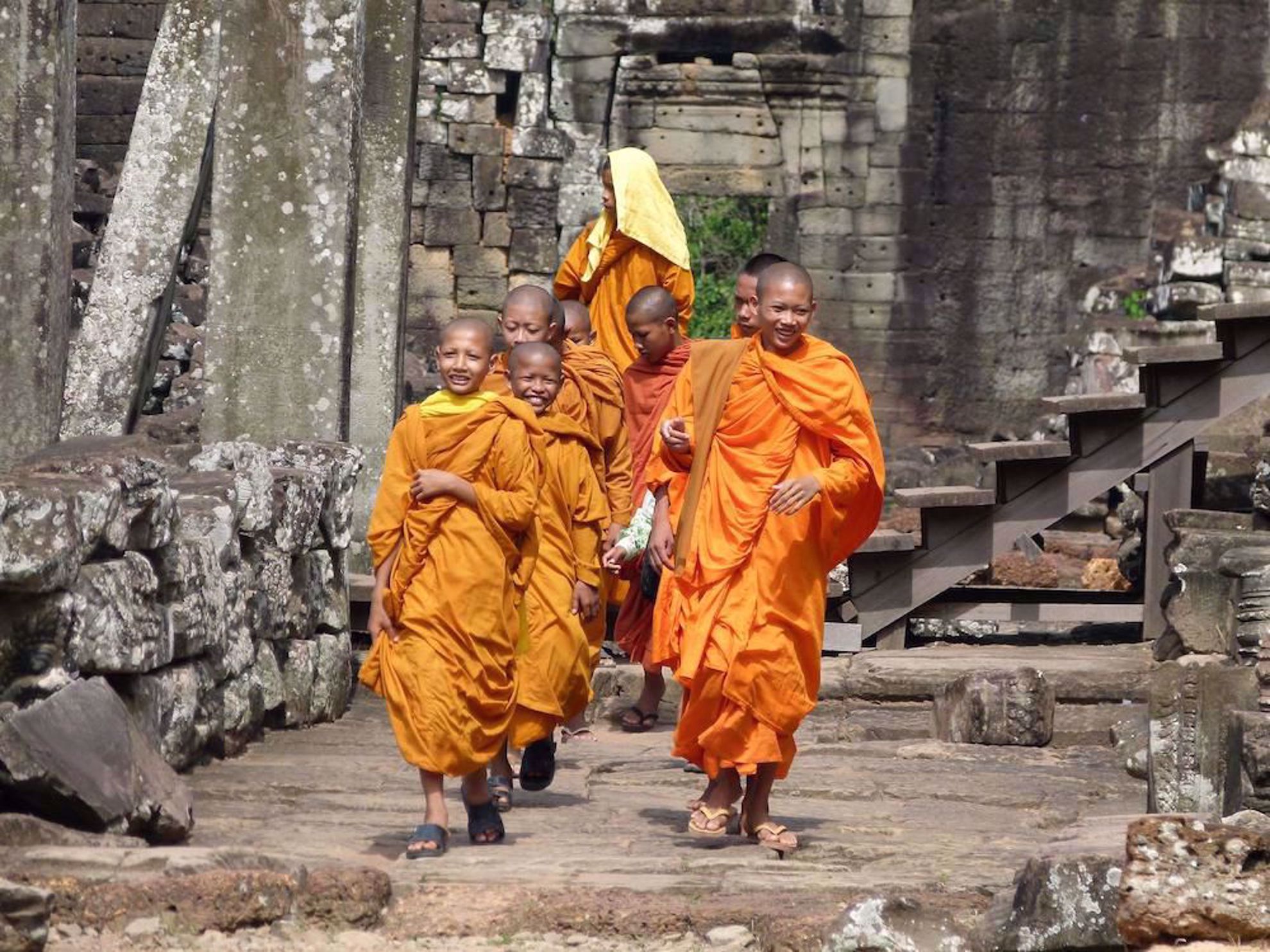 Monks at Angkor temple