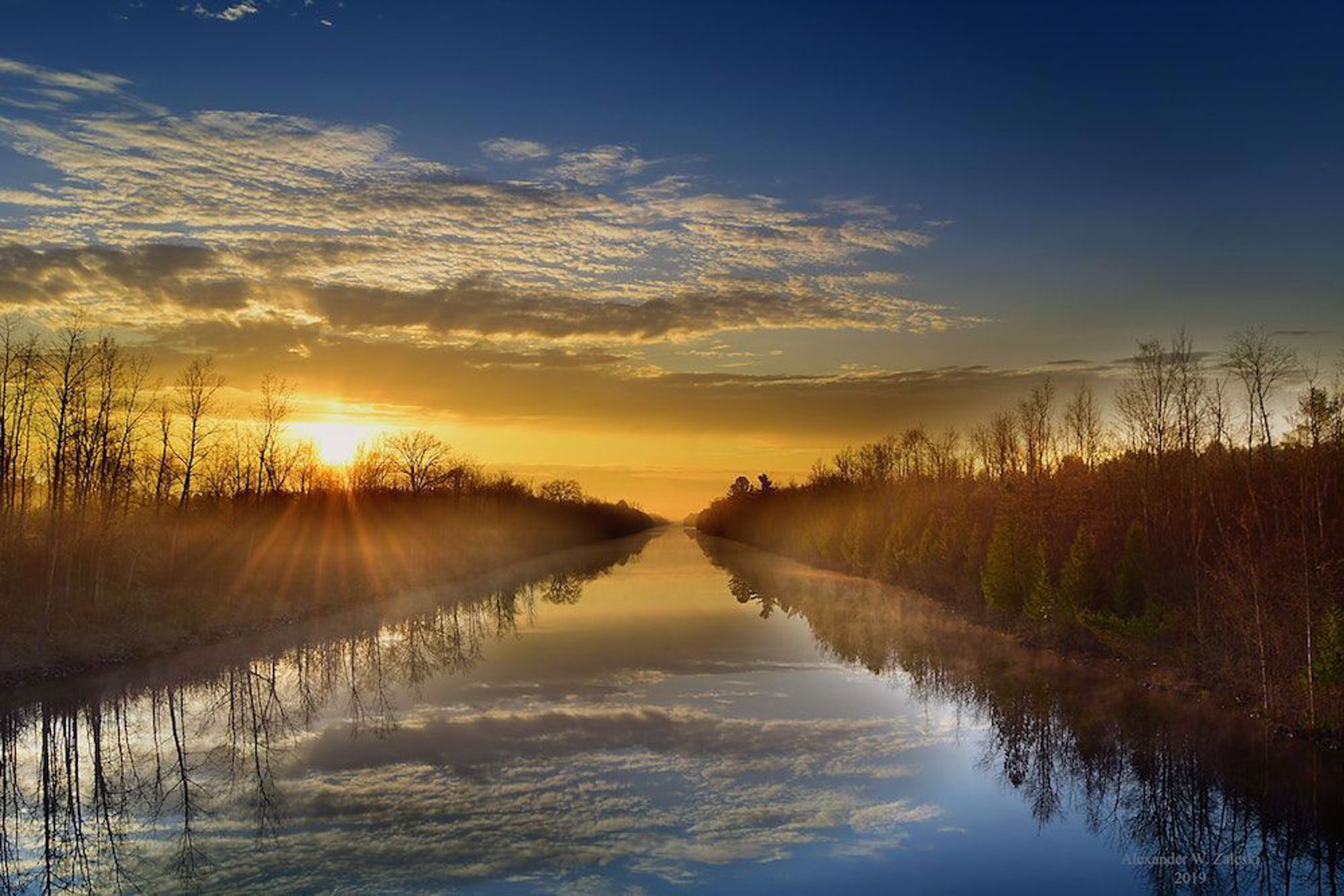 Sunrise over Erie Canal in Rome NY