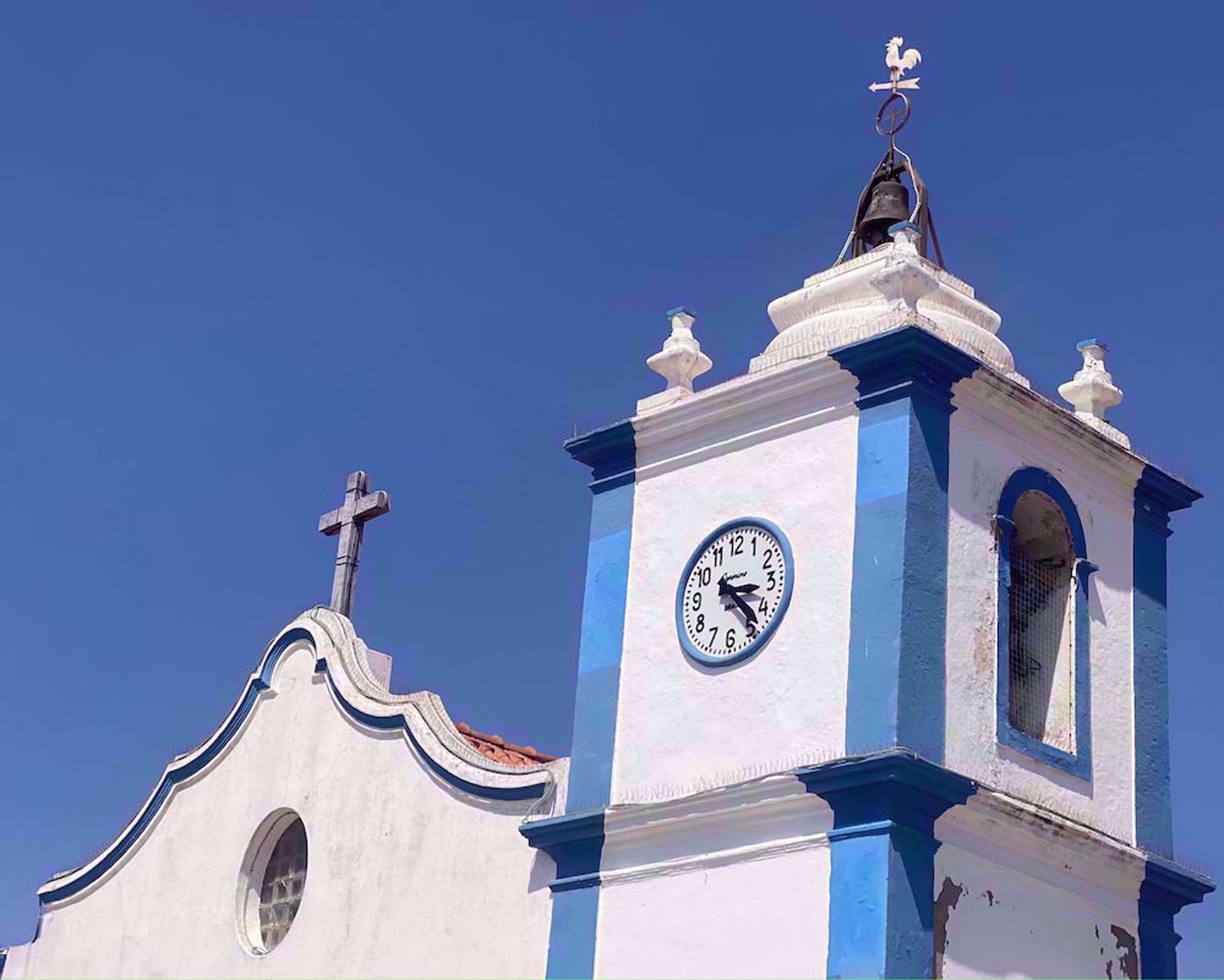 Church with blue and white