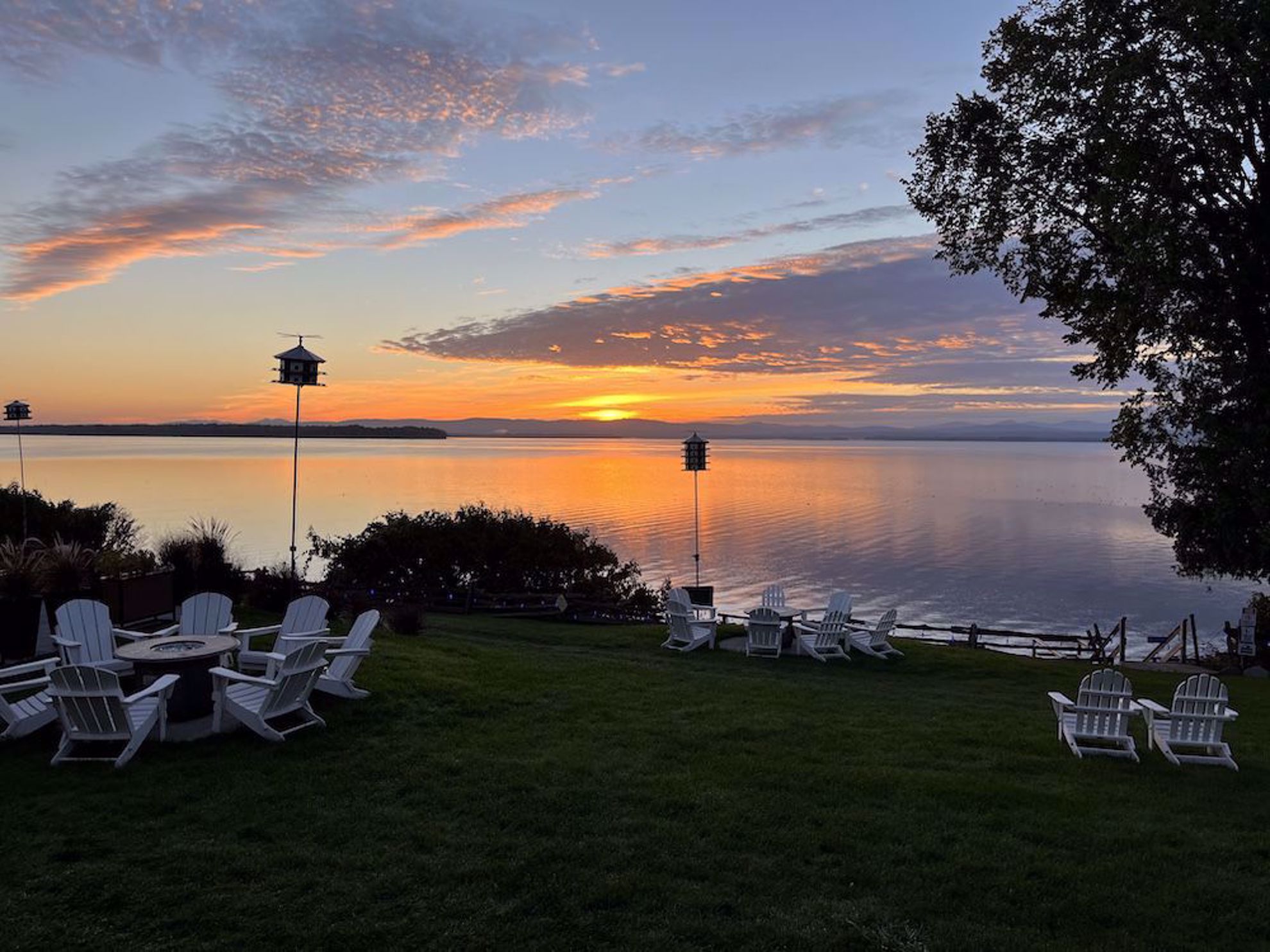 View on Lake Champlain shore sunset