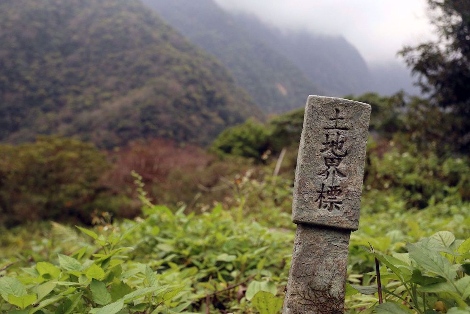 Gorge in Taiwan with sign post