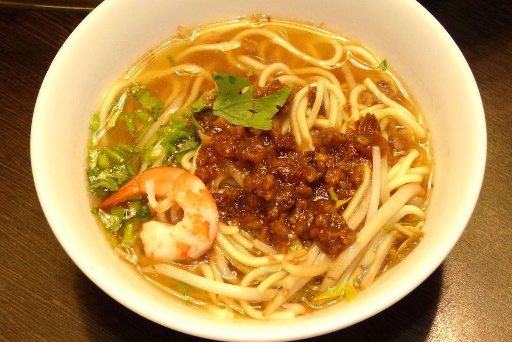 Noodle soup with shrimp Taiwan