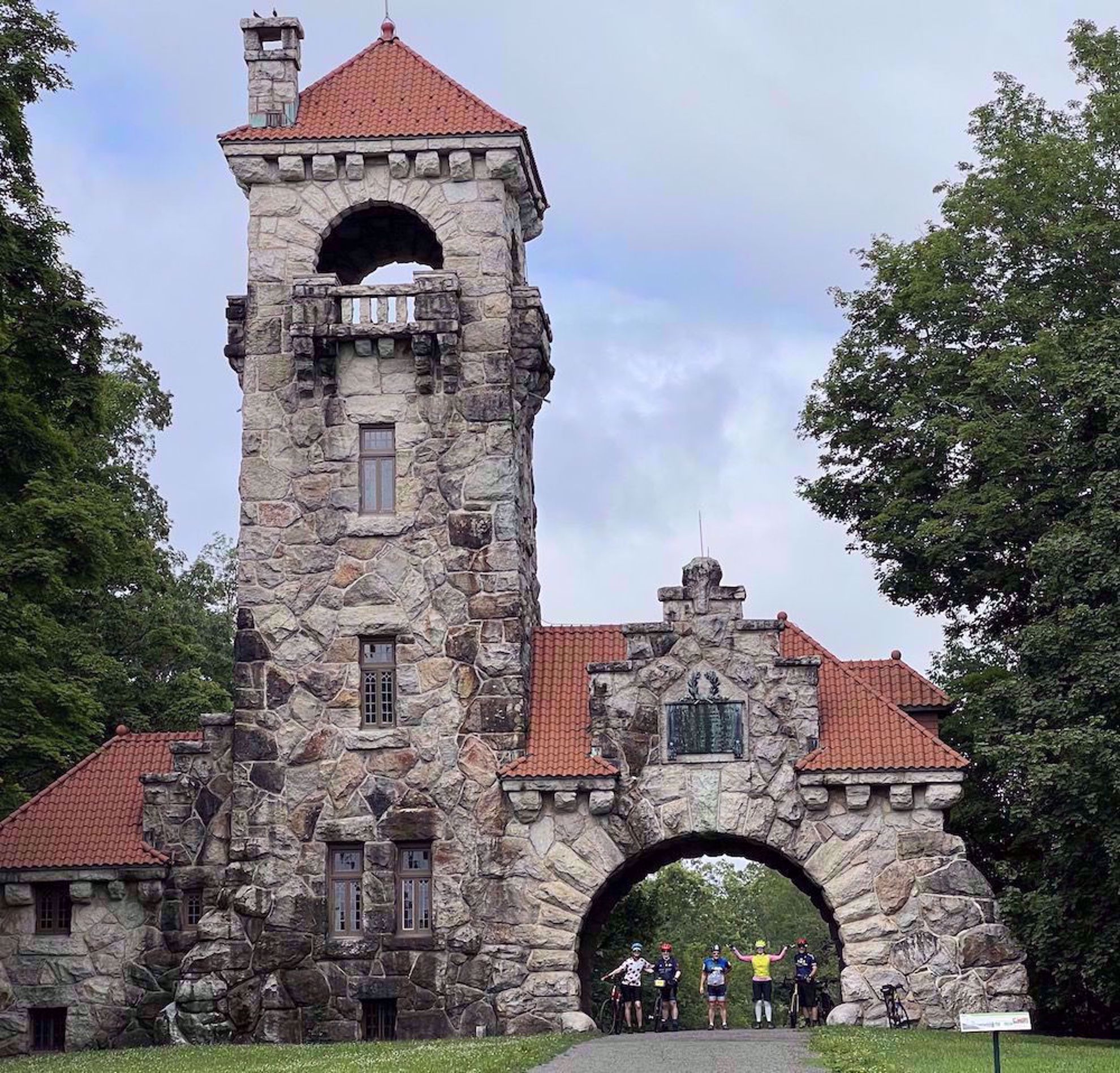 Biking through a castle