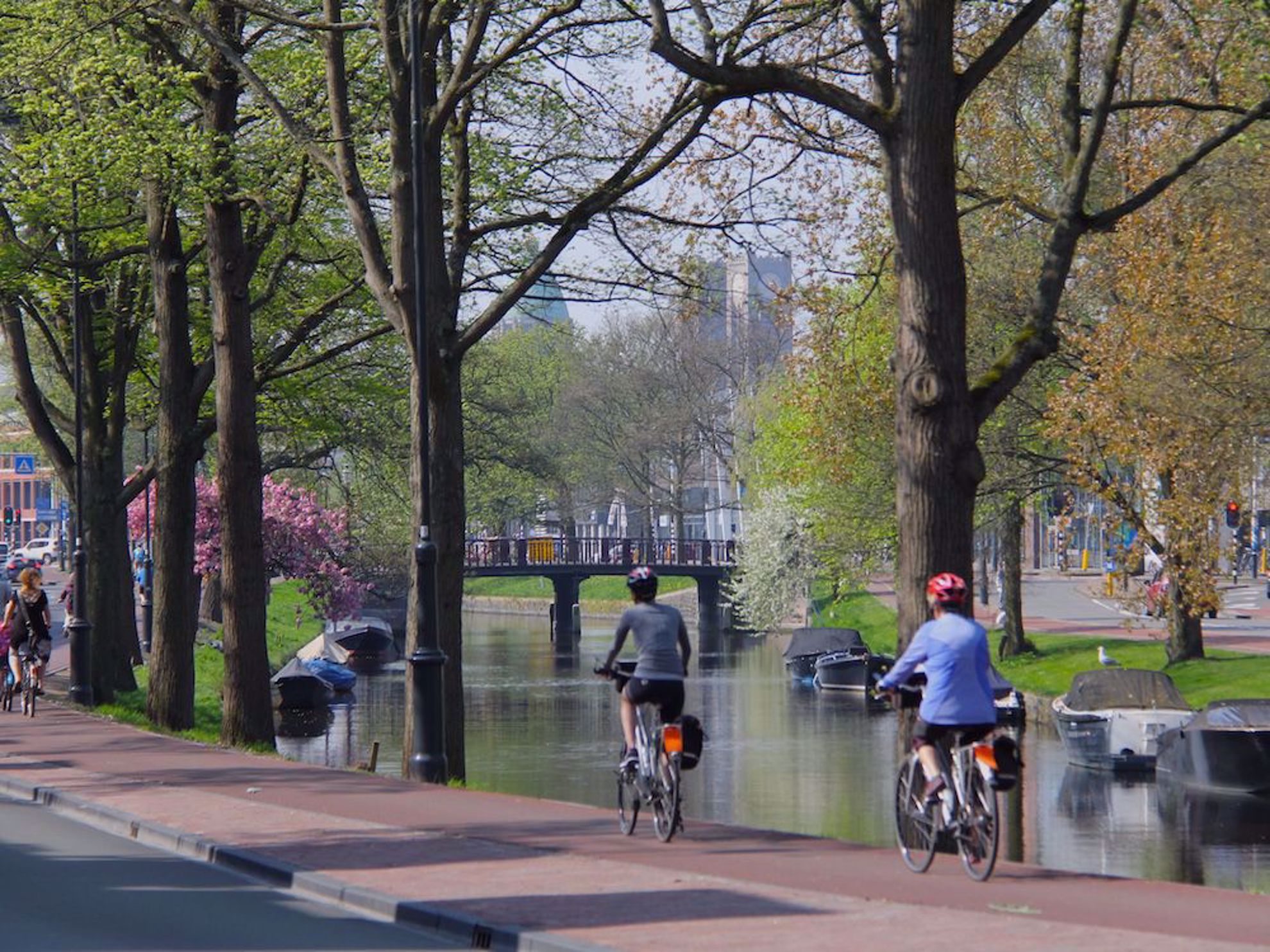 Biking in the village Netherlands