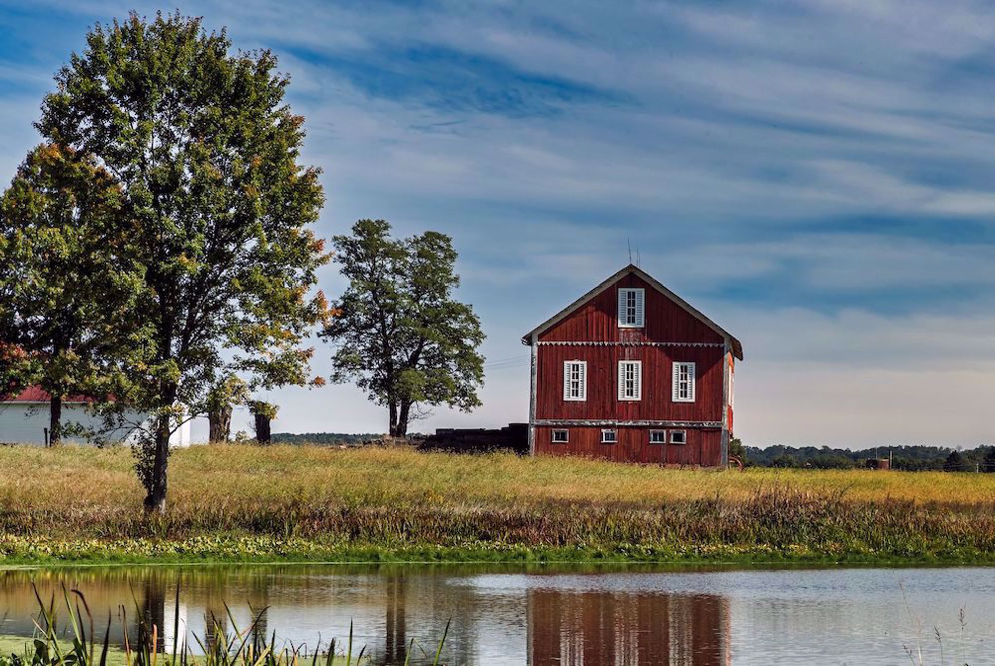 Red barn with reflection Ohio