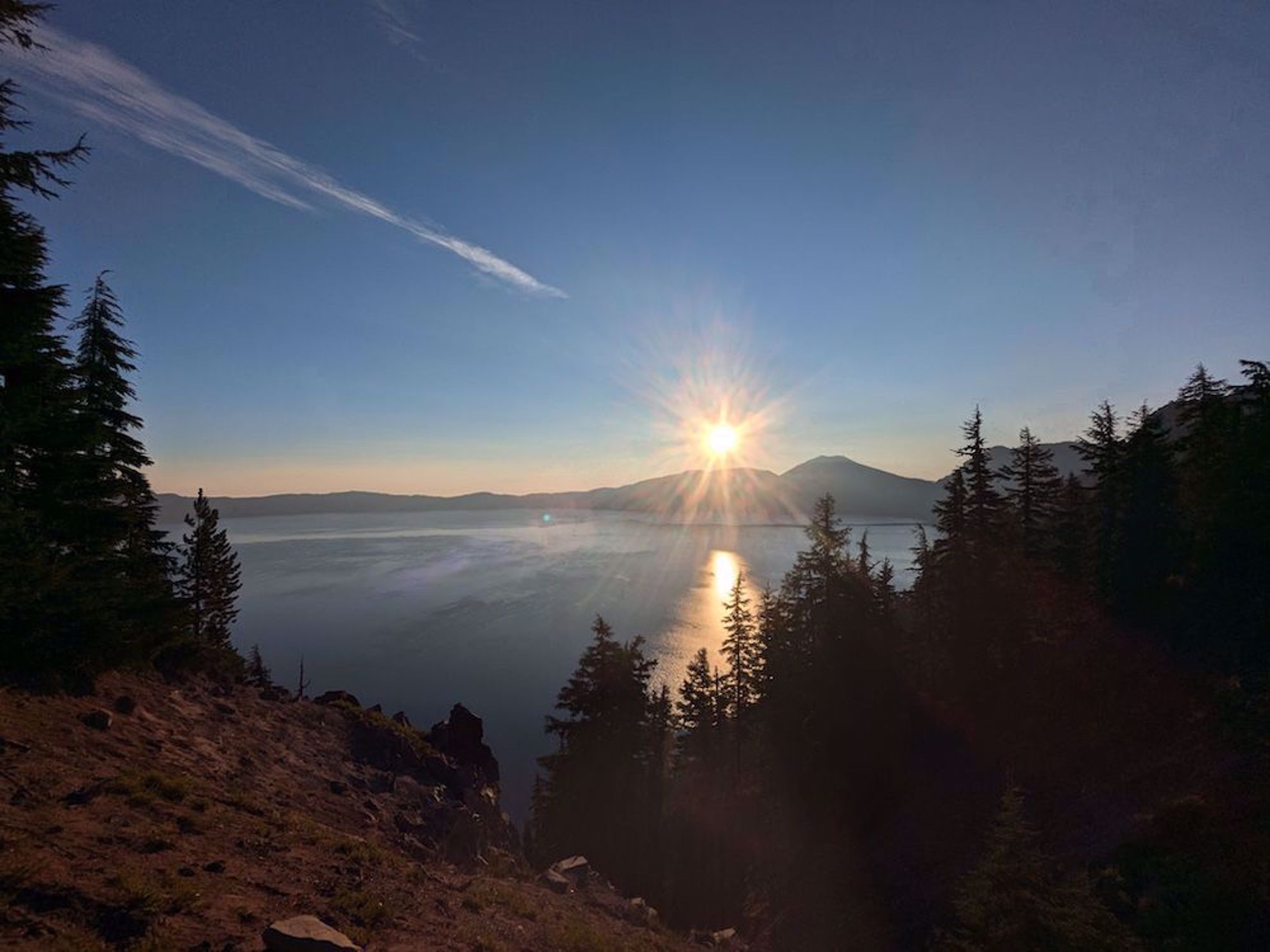 Crater Lake with sun