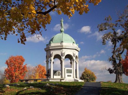 Antietam with monument in fall